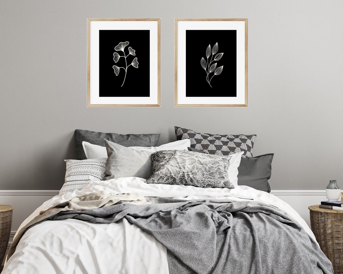 Modern Farmhouse Wall Art Set of 2 Prints Digital Download Art Black