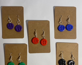 Coraline Button Earrings – Handmade Polymer Clay, Spookycore Jewelry