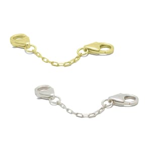 Double Lobster Clasp Extension Chain: 14k Gold Plated or Sterling Silver