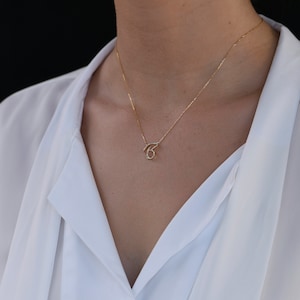 14k Gold Diamond Initial Script Necklace, Cursive Diamond Letter Necklace, Personalized Jewelry, Name Necklace