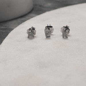 Diamond Initial Stud Earring: Sterling Silver Personalized Jewelry