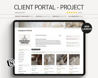 Modèle de portail client Notion : tableau de bord pour entreprise indépendante (téléchargement numérique)