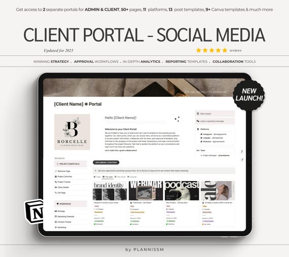 Social Media Client Portal: Notion Template (Digital Download)