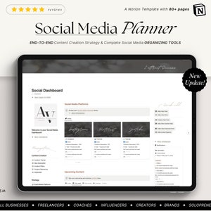 Social Media Planner Notion Dashboard Content Calendar. coaches, freelancers, Marketing Planner- Instagram, Youtube, UGC, Influencer planner