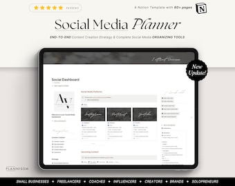 Social Media Planner Notion Dashboard Content Calendar. coaches, freelancers, Marketing Planner- Instagram, Youtube, UGC, Influencer planner