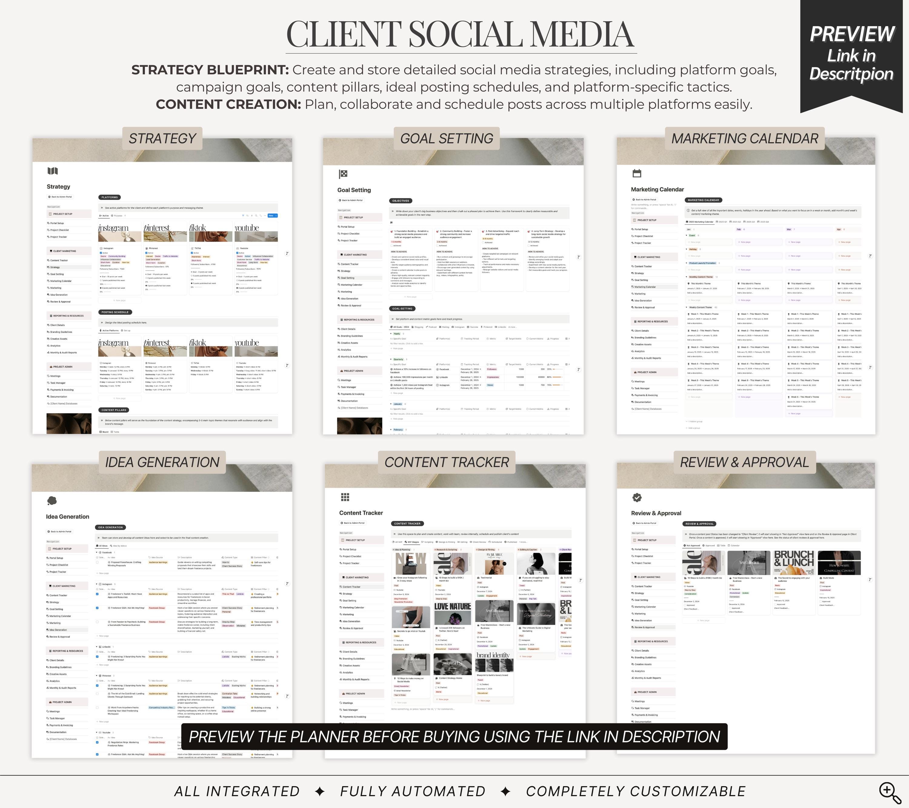 Social Media Client Portal: Notion Template (digital Download) - Etsy