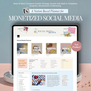 Monetized Social Media Marketing Planner & Business System | Notion Template for Content Creation and Monetization