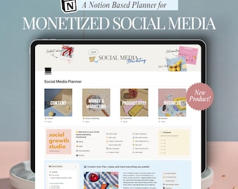 Monetized Social Media Marketing Planner & Business System | Notion Template for Content Creation and Monetization