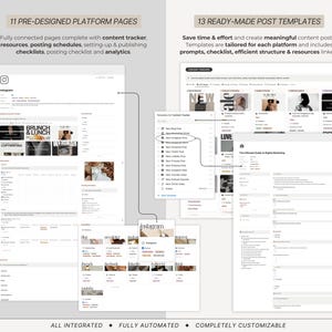 GENERATE IDEAS, SETUP PLATFORMS & CREATE CONTENT
Easily generate great content ideas.
Pre-built 11 platform pages with custom checklists, content schedule, ideas & content calendar
content pipeline Content Calendar
Define content workflow