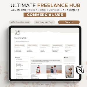 Ultimate freelance hub Notion Template. Freelance Dashboard, Notion Business Planner, Client Management, Project Management, CRM COMMERCIAL