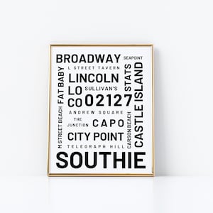 South Boston Wall Art, Southie Neighborhood Print, Digital Download, Boston Poster, Southie Wall Decor