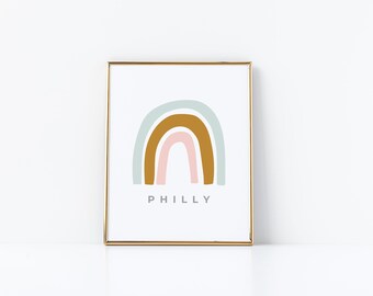 Philly Rainbow Print, Philadelphia Print, Digital Download, Philly Poster, Pennsylvania Apartment Wall Decor