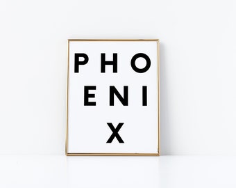 Phoenix Wall Art, Phoenix Print, Digital Download, Phoenix Poster, Phoenix Wall Decor, Phoenix Wall Print