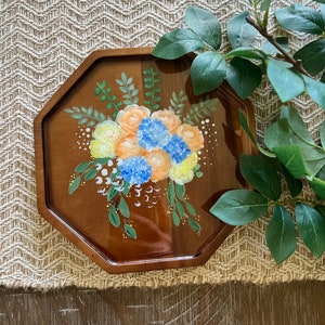 Hand Painted Serving Board, Wedding Flowers, Unique Present, Charcuterie Board, Hand Painted Cheese Board, Floral Gift, Home Décor