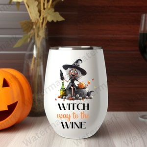 Heksenweg naar het wijnlogo in .JPG-, SVG- en PNG-formaten - Cricut Cut Cutting Clipart Vector - Halloween Design