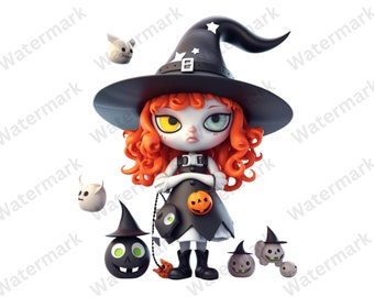 Spooky Clipart, Cute Halloween Clipart, Digital Download, Sublimation Graphics, Halloween Monsters, Kids Clipart, Children Printables