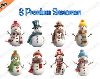 Festive Snowman Clipart - Digital Winter Graphics for Crafts and Scrapbooking