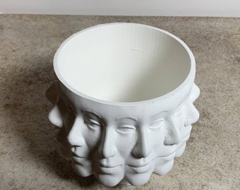 abstract face sculpture planter flower pot