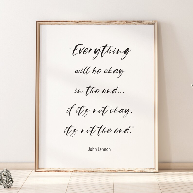 John Lennon Poster John Lennon Quote Wall Art Lyric Quote Etsy