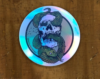 Skull and Snake - Death Eater - Holographic 3" x 3" Sticker