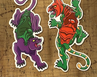 CAT FIGHT!- Stickers inspired by Battle Cat & Panthor from He-Man