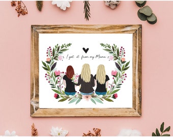 Mutter und Tochter benutzerdefinierte Porträt, personalisierte Kunst für Mama, benutzerdefinierte Geburtstagsgeschenke, Geschenke für Mama, Geschenke für Mutter, Muttertagsgeschenk