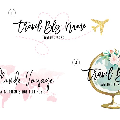 Customized Logo Design Travel Blog World Map Plane - Etsy