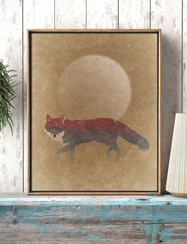 Wild Red Fox Sunset: Printable Rustic Wall Decor Art Print - Etsy