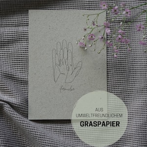 Karte aus Graspapier mit Umschlag - Familie