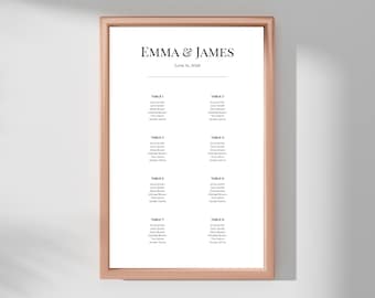 Wedding Seating Chart Template, Editable Seating Chart, Minimalist Wedding Sign, Printable Table Seating Chart, Instant Download