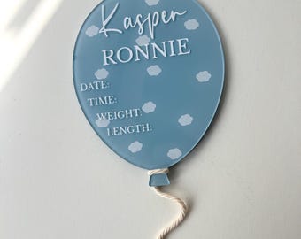 Personalized Acrylic Balloon Baby Announcement Sign | Newborn Gift
