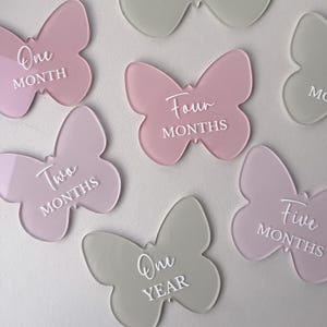 Ensemble papillons Milestone pour bébé | Faire-part de bébé |  Jalons de bébé mignon | Disques d'étapes mensuelles | Cadeaux pour bébé | Différentes couleurs