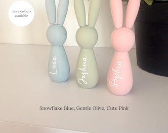 Personalised Wooden Easter Bunny | Custom Name Rabbit Decor | Hand-Painted Nursery Decor
