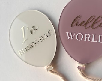 Personalized Acrylic Milestone Balloon: Custom Baby Announcement