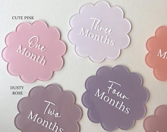 Flower Baby Milestone Set | Hand-Painted Acrylic Discs