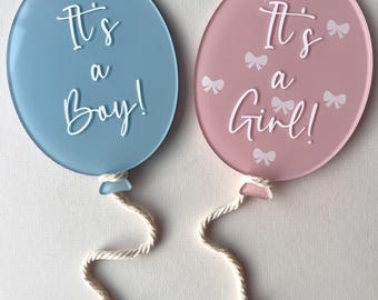 Acrylic Balloon Gender Reveal Sign | Baby Shower Decor