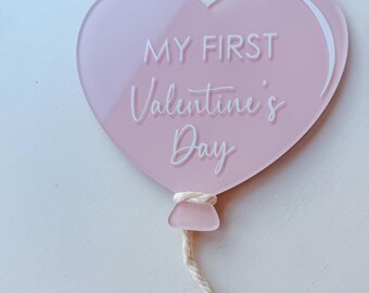 Personalised Baby's First Valentine's Heart, Hand Painted Photo Prop, Keepsake