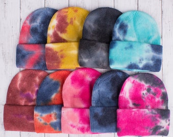 Pink Tie Dye Beanie Unisex Adult Winter Hat