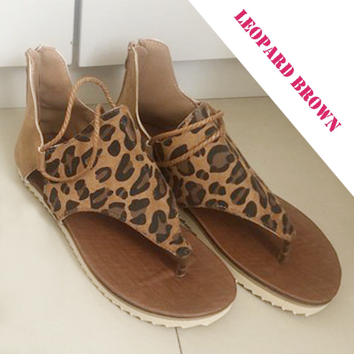 flat animal print sandals