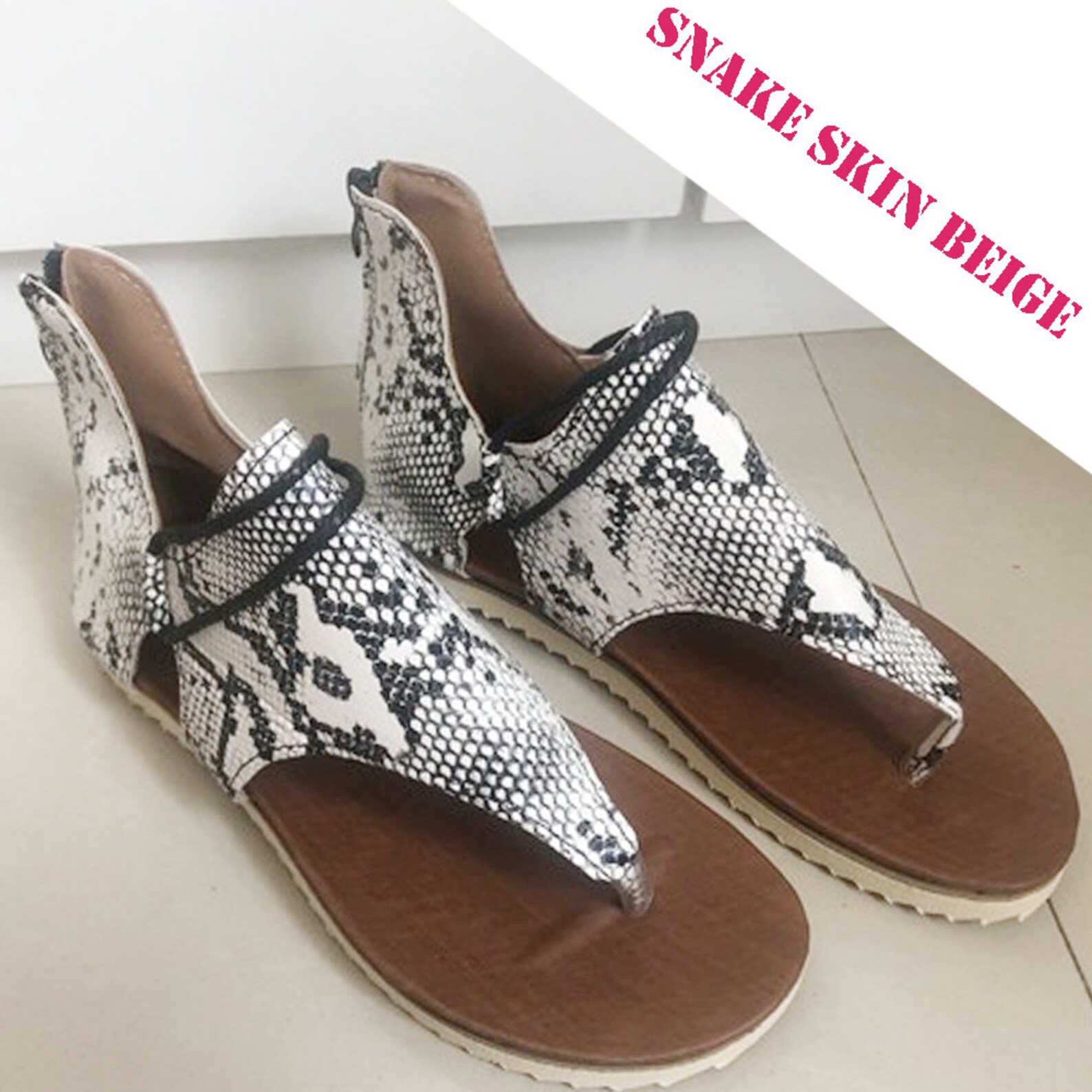 flat animal print sandals