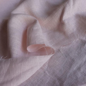 Washed linen cream pink plain 200 g/m2/ linen fabric Oeko Tex 100