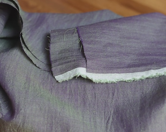 Linen-Tencel blend chambray 170 g/m2 purple green for dresses, trousers, blouses
