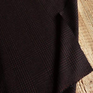 Tessuto lana quadri extra fine 330 g/m2 Guabello marrone - nero per abiti, pantaloni, camicie made in Italy