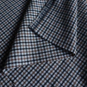 Wollstoff Karo braun 330 g/m2 für Blazer, Westen, Hosen made in Italy