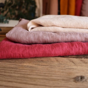 Linen washed raspberry plain 200 g/m2/ linen fabric Oeko Tex 100 image 3