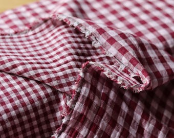Double Gauze Bordeaux 120 g/m2 Checkered fabric, perfect for trousers, skirts, dresses, OEKO-TEX certified