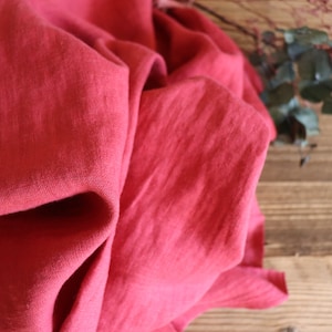 Linen washed raspberry plain 200 g/m2/ linen fabric Oeko Tex 100 image 6