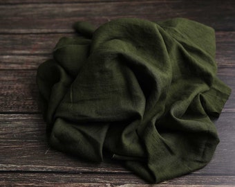 Washed linen Forest Uni 200 g/m2/ Linen fabric Oeko Tex 100