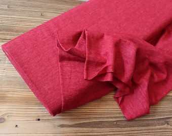Linen jersey red 260 g/m2 produced in Italy for shirts, tops, dresses