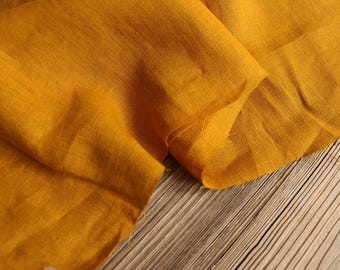 Linen washed Curcuma Uni 200 g/m2/ Linen fabric Oeko Tex 100